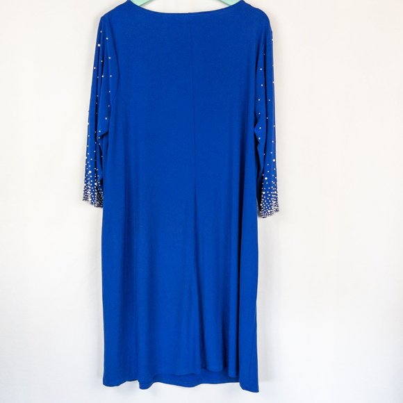 MSK Plus Size Faraj Embellished-Sleeve Crystal V Neck Formal Midi Dress Blue - Picture 5 of 6